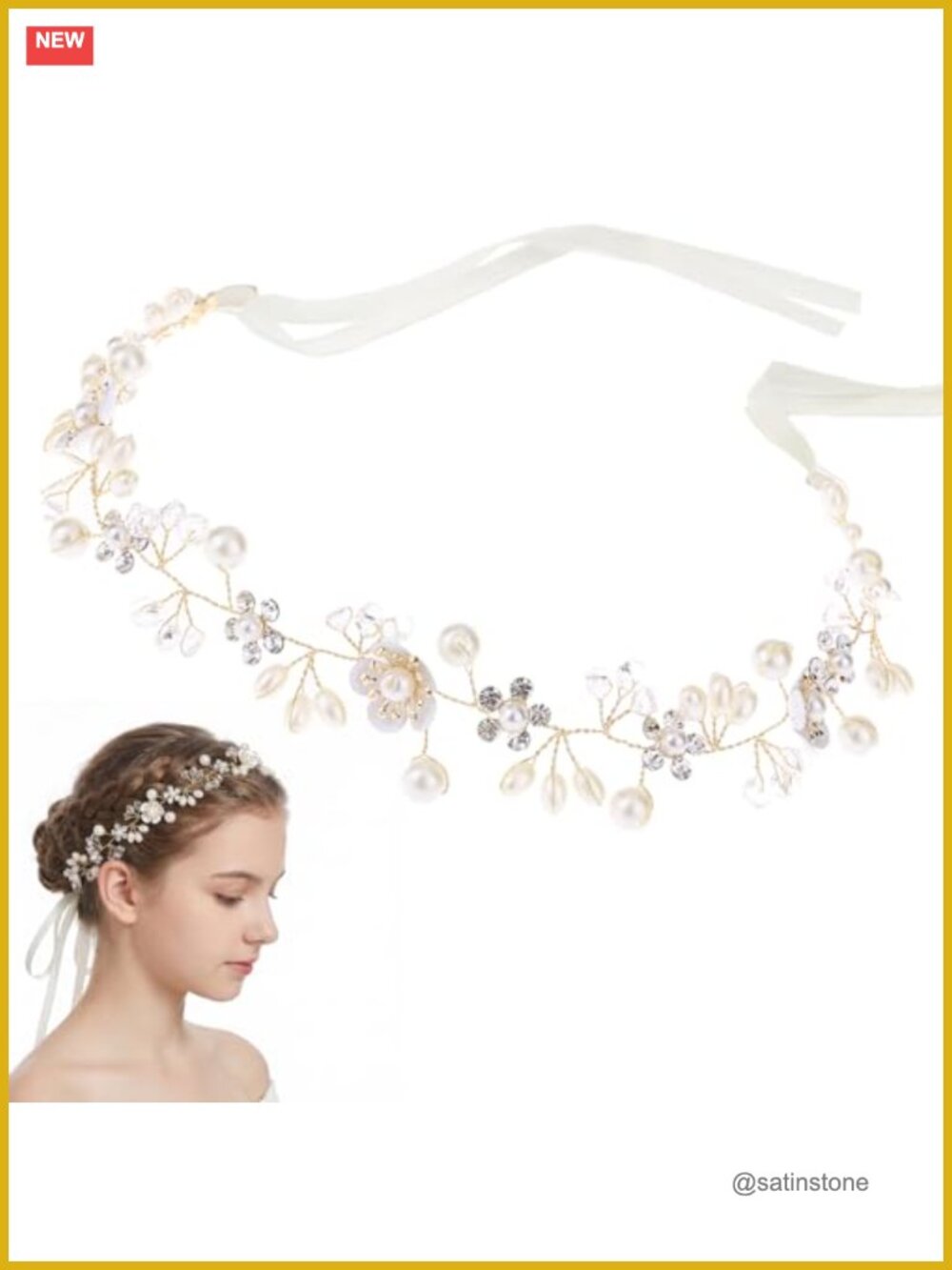 Pearl Rhinestone Floral Bridal Headpiece Wedding Hair Accessory